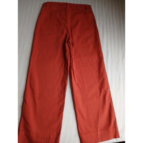 Madewell Pants 27 Slim Emmett Wide Leg Crop Cotton Stretch Boho High Rise - Picture 10 of 12